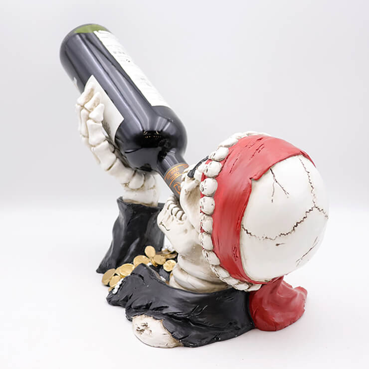Pirate skull resin wine bottle holder
