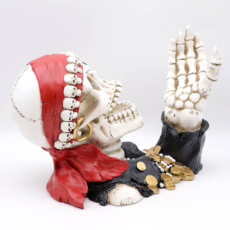 Pirate skull resin wine bottle holder