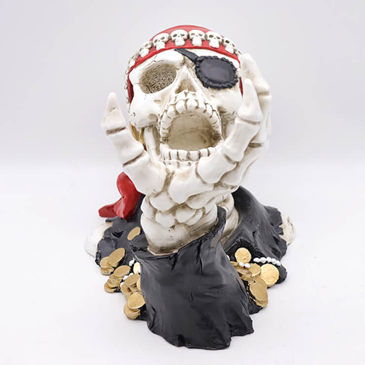 Pirate skull resin wine bottle holder
