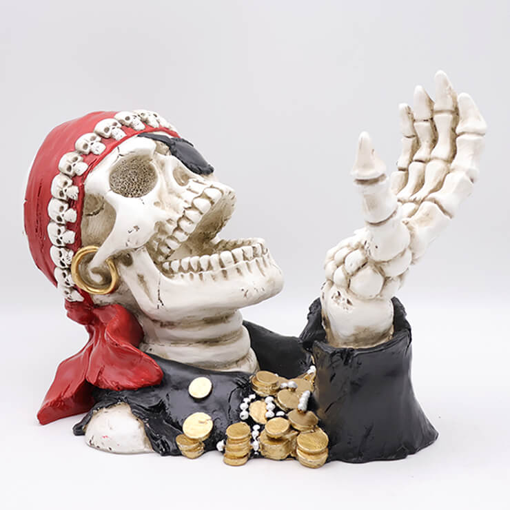 Pirate skull resin wine bottle holder