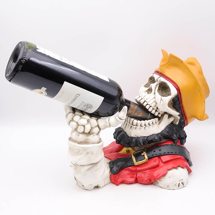 Cowboy skull resin wine bottle holder
