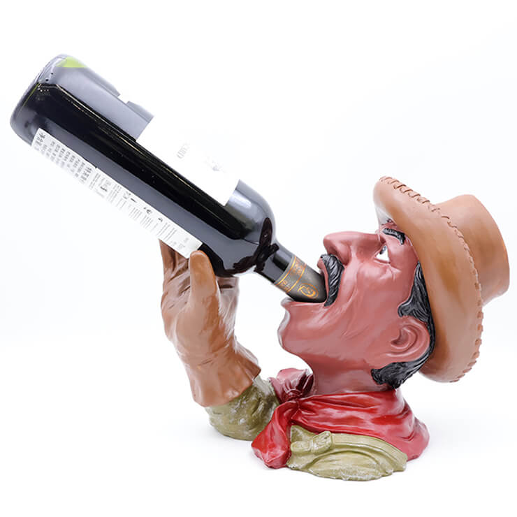 Cowboy resin wine bottle holder