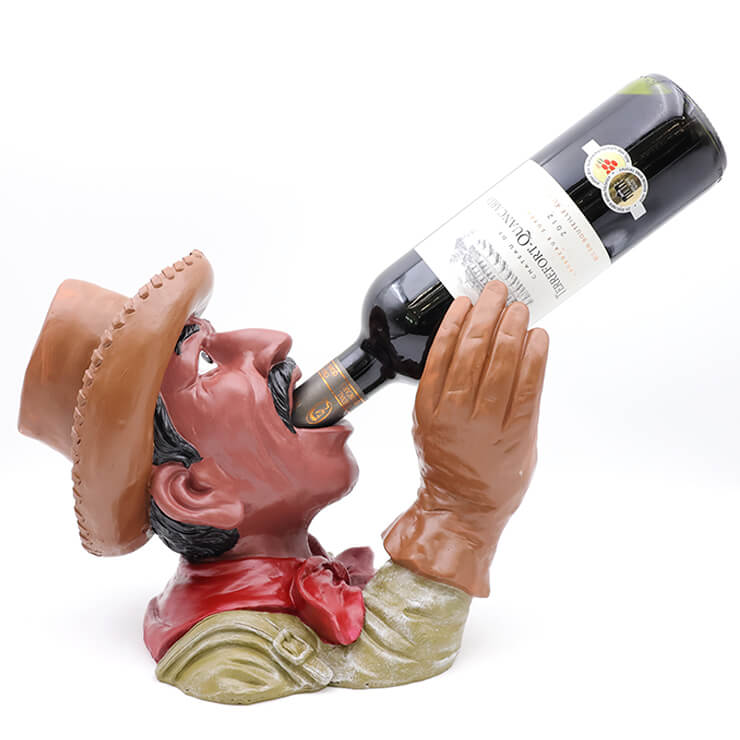 Cowboy resin wine bottle holder