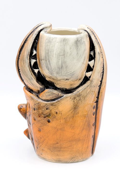 Squashed skull tiki mug