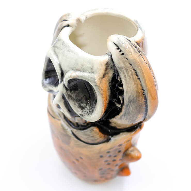 Squashed skull tiki mug