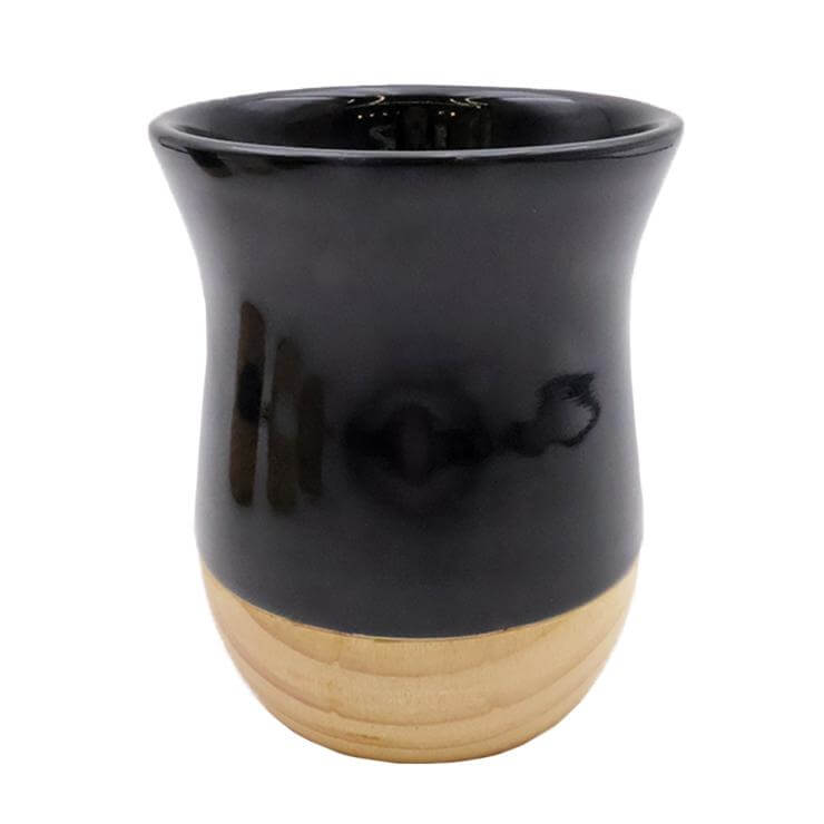 ceramic yerba mate gourd - glazed black