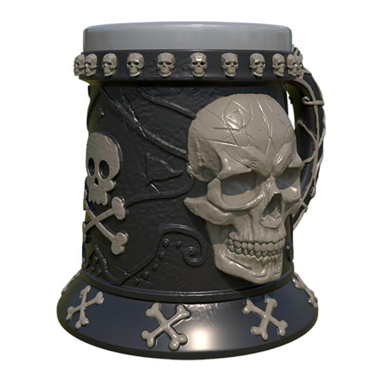 resin and stainless steel double wall Gothic poison death skulls beer mug
