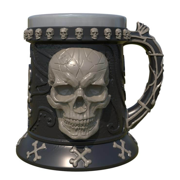 resin and stainless steel double wall Gothic poison death skulls beer mug