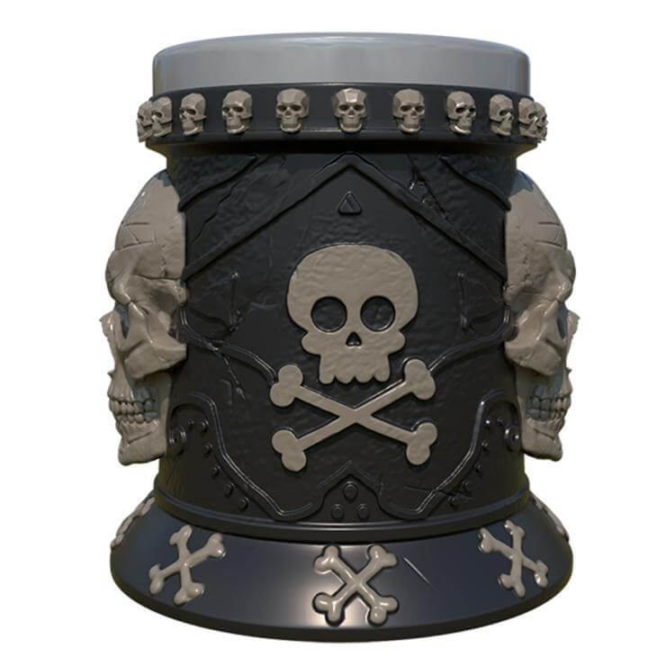 resin and stainless steel double wall Gothic poison death skulls beer mug