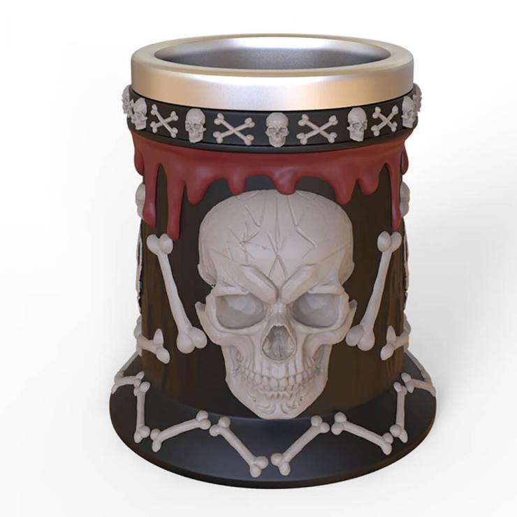 resin and stainless steel skull beer mug with dead bone handle
