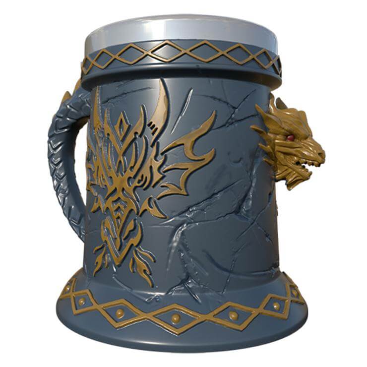 resin and stainless steel viking style dragon skull beer mug