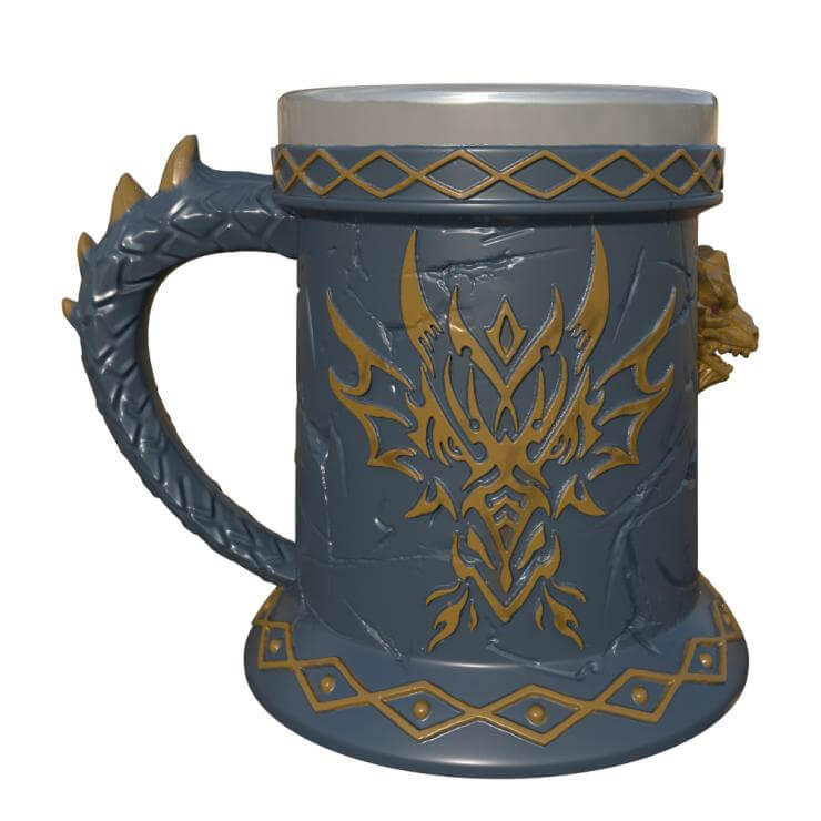 resin and stainless steel viking style dragon skull beer mug