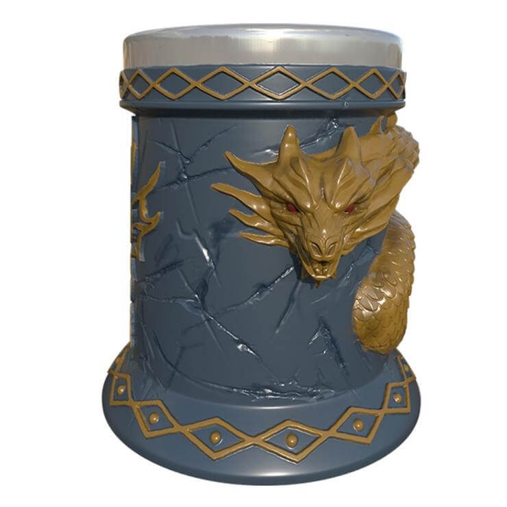 resin and stainless steel viking style dragon skull beer mug