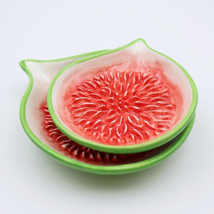 Red Fig Slice Ceramic Grinder Plate