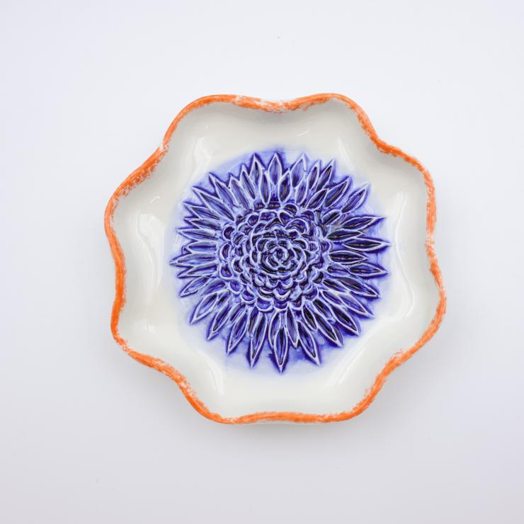 Purple Flower Ceramic Grater Plate