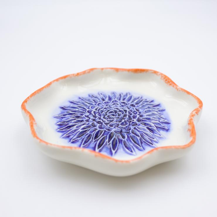 Purple Flower Ceramic Grater Plate