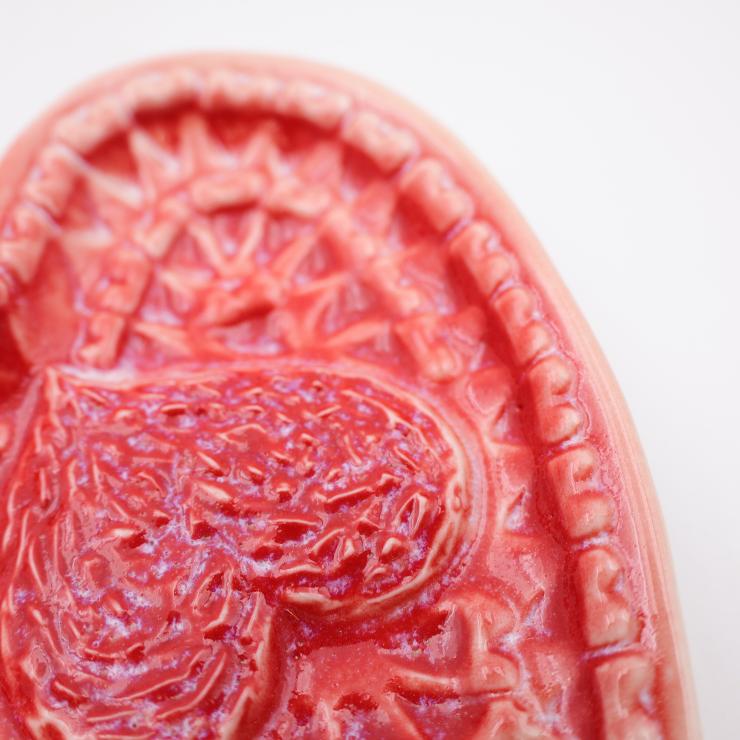 Red Heart Embossed Ceramic Grinder Plate
