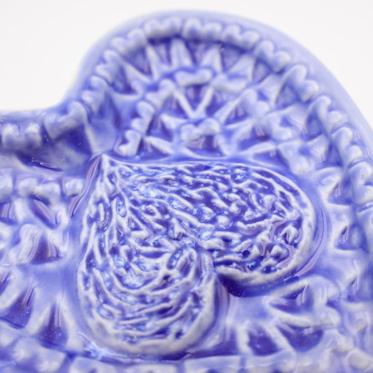 Blue Heart Embossed Ceramic Grinder Plate