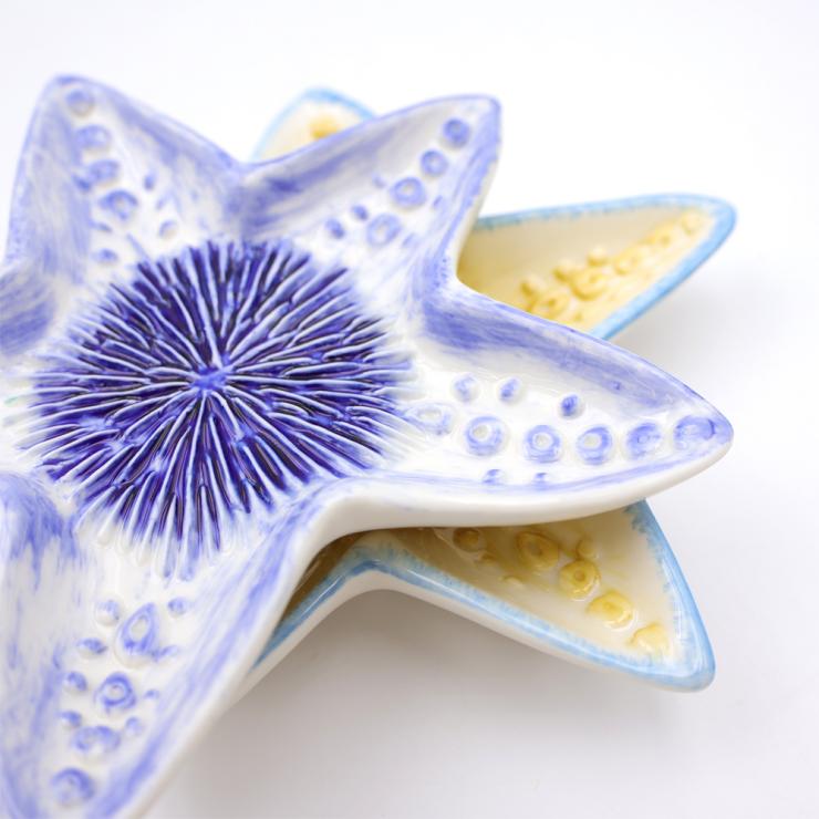 Blue Starfish Ceramic Grater Plate