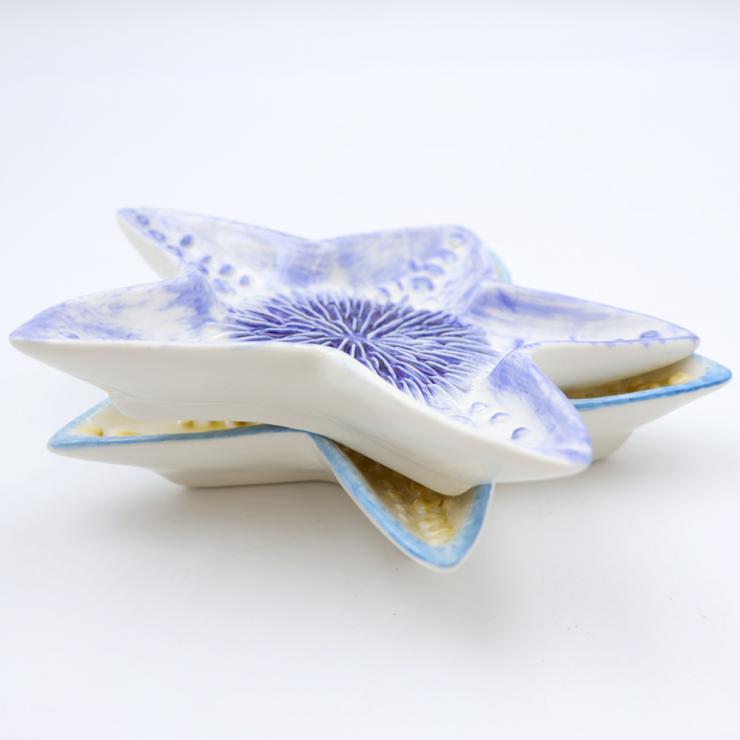 Blue Starfish Ceramic Grater Plate