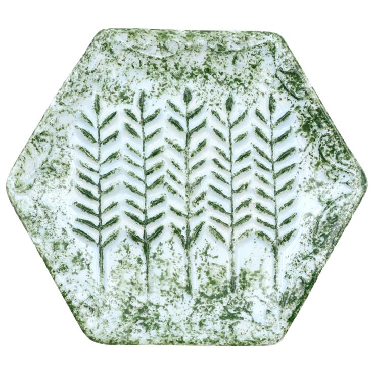 Light Green Wheat Leaf Hexagon Ceramic Grinder Plate