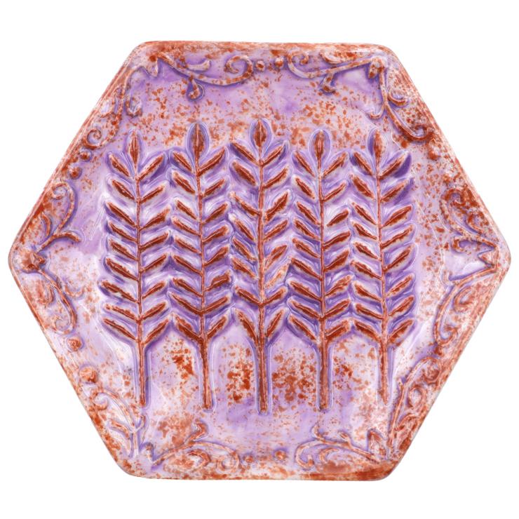 Purple Wheat Leaf Hexagon Ceramic Grinder Plate