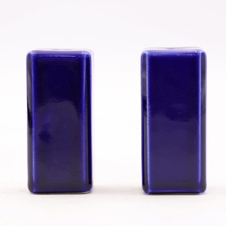 Ceramic Blue Square Minimalist Salt and Pepper Shakers