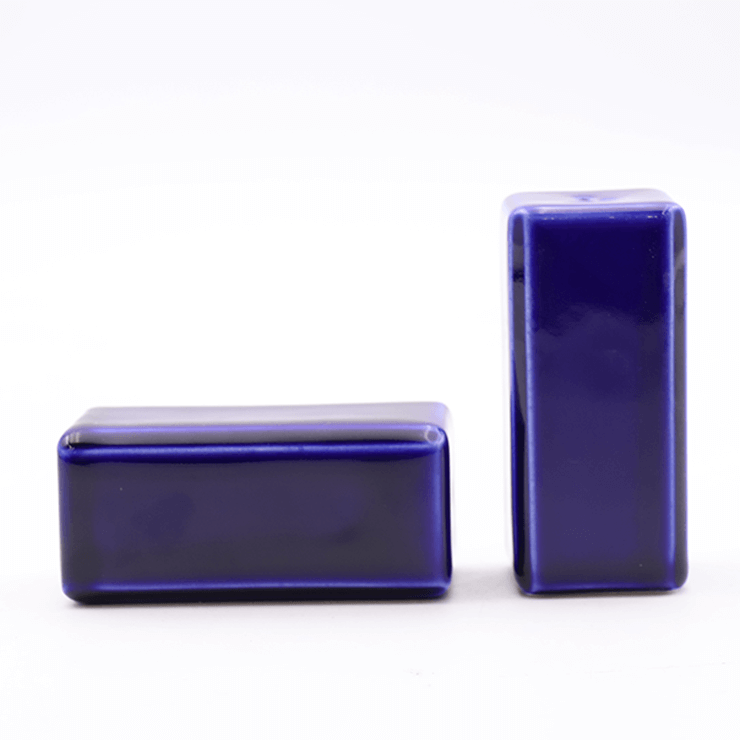 Ceramic Blue Square Minimalist Salt and Pepper Shakers