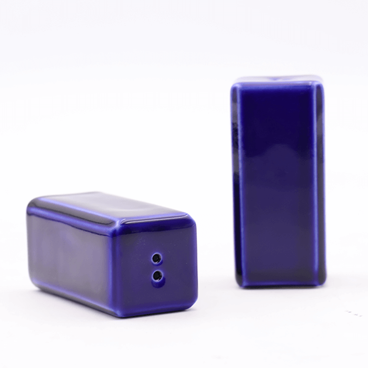 Ceramic Blue Square Minimalist Salt and Pepper Shakers