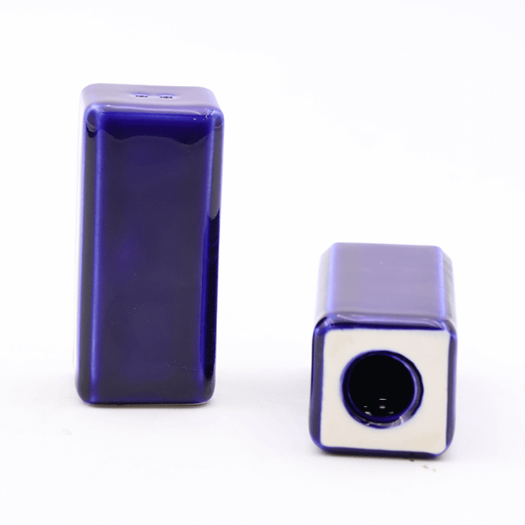 Ceramic Blue Square Minimalist Salt and Pepper Shakers