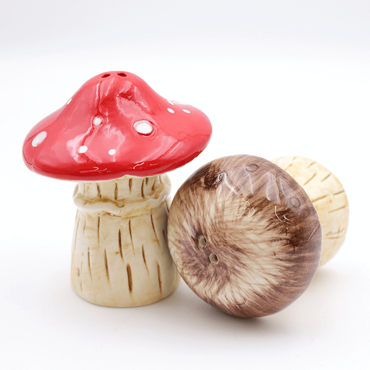 Ceramic Mushroom Salt and Pepper Shakers