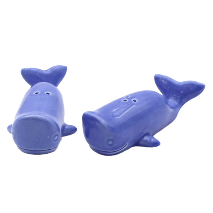 Ceramic Blue Whale Salt and Pepper Shakers