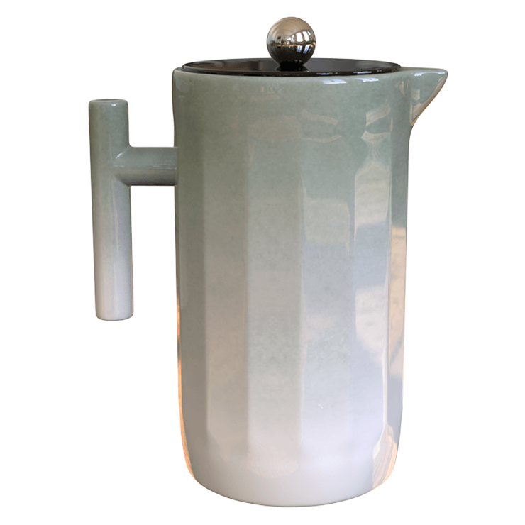 Green Gradient Faceted Ceramic French Press