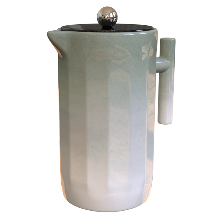 Green Gradient Faceted Ceramic French Press