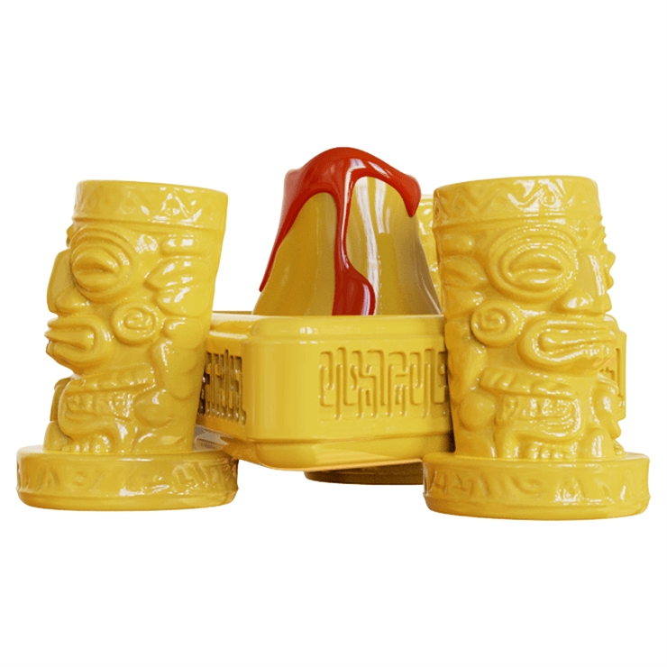 Yellow Ceramic Tiki Face Bowl
