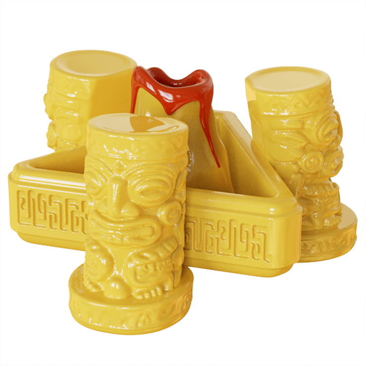 Yellow Ceramic Tiki Face Bowl