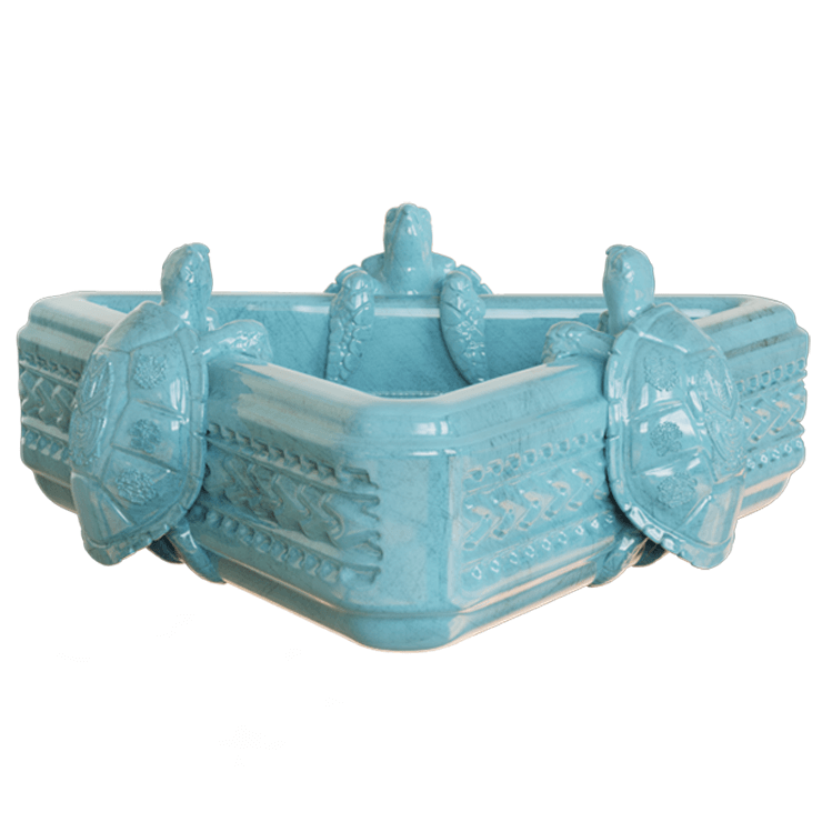 Blue Sea Turtle Ceramic Tiki Bowl