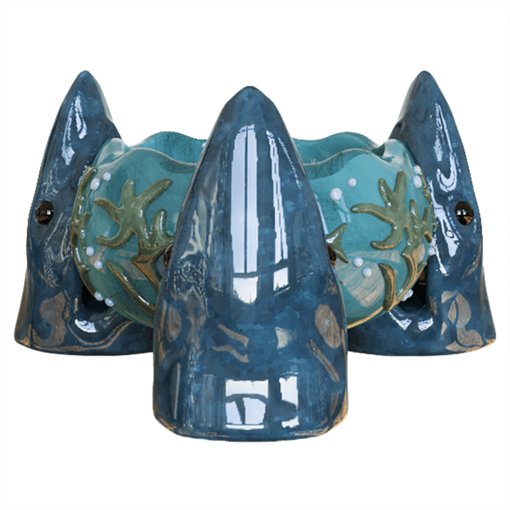Ceramic Shark & Coral Reef Tiki Bowl