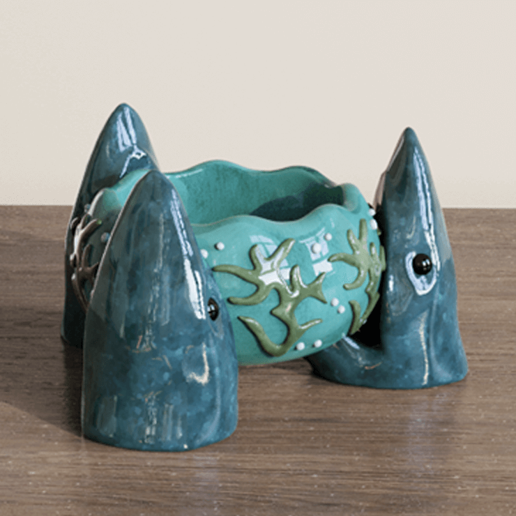 Ceramic Shark & Coral Reef Tiki Bowl