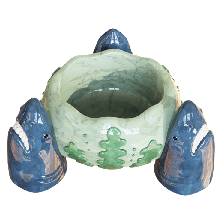 Triple Shark Guard Ceramic Tiki Bowl