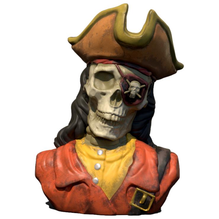 Skeleton Pirate Captain Ceramic Tiki Mug