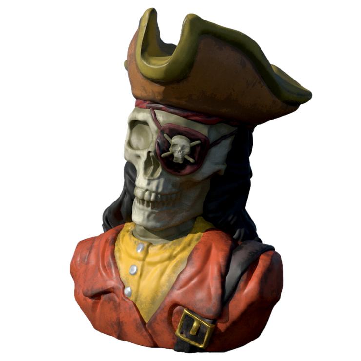 Skeleton Pirate Captain Ceramic Tiki Mug