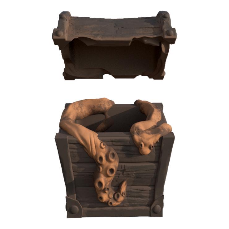 Kraken/Octopus Tentacle Treasure Crate Ceramic Tiki Mug