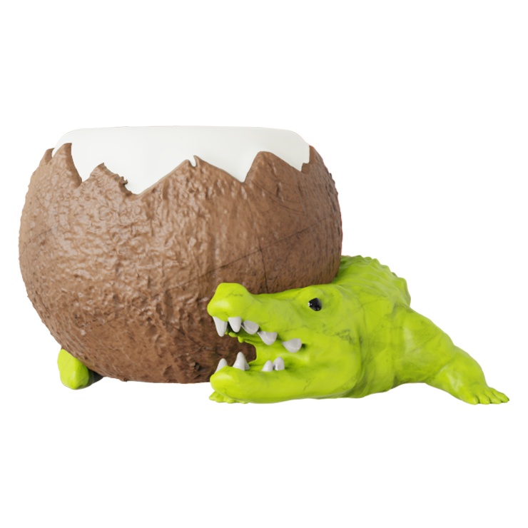 Coconut Crocodile Ceramic Tiki Mug