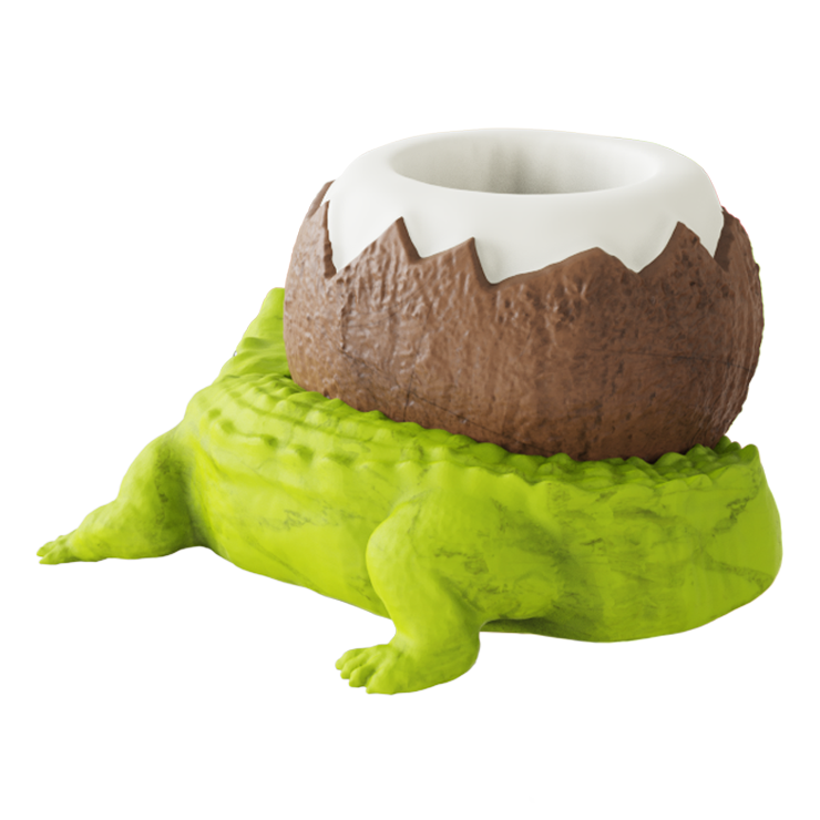 Coconut Crocodile Ceramic Tiki Mug
