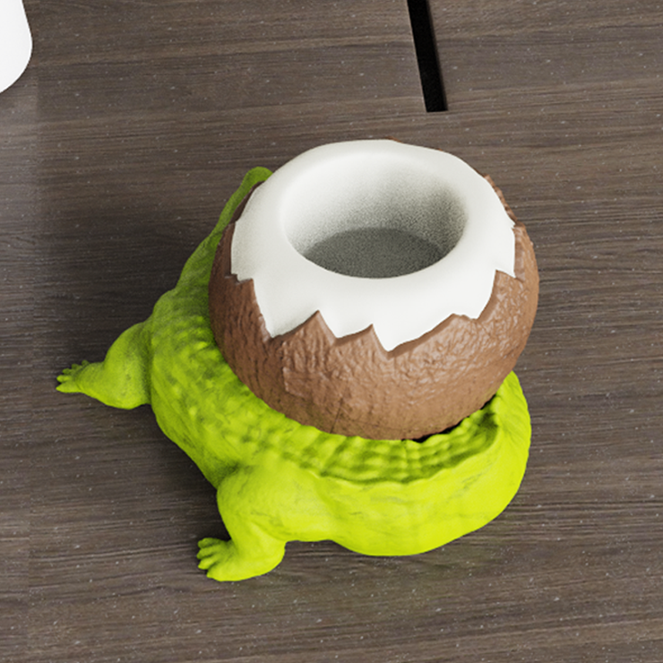Coconut Crocodile Ceramic Tiki Mug
