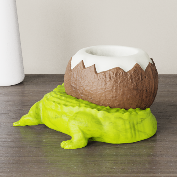 Coconut Crocodile Ceramic Tiki Mug