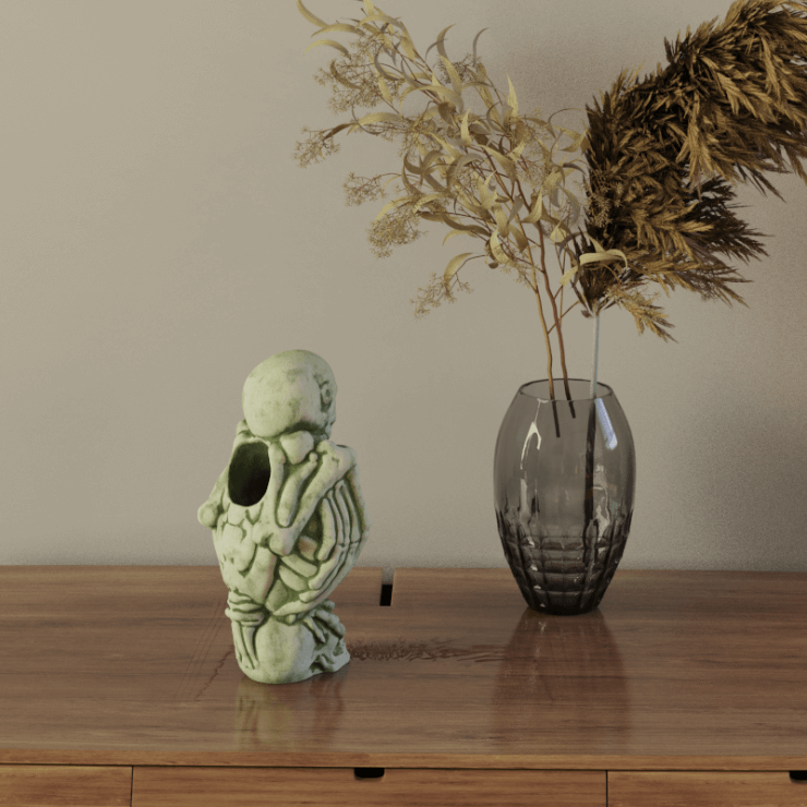 Skeletal Parrot Tiki Mug