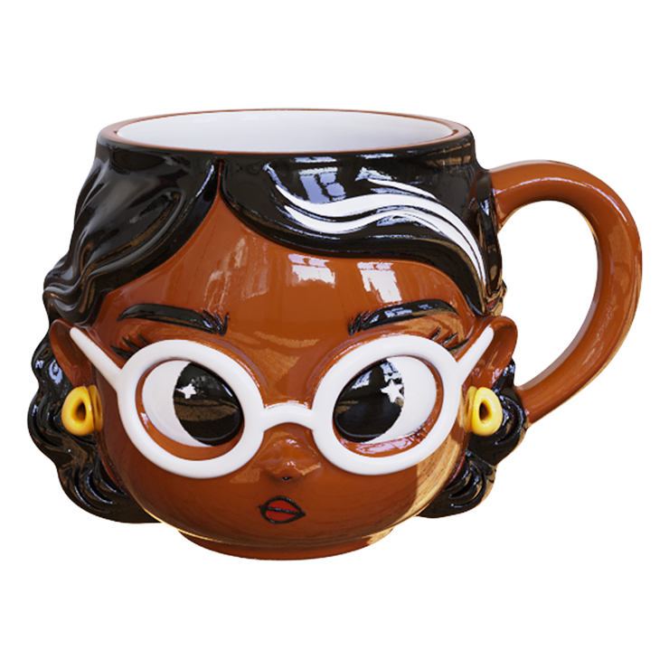 Nerd Chic Brown Ceramic Mug with Glasses