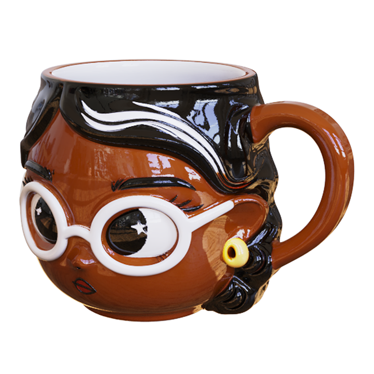Nerd Chic Brown Ceramic Mug with Glasses